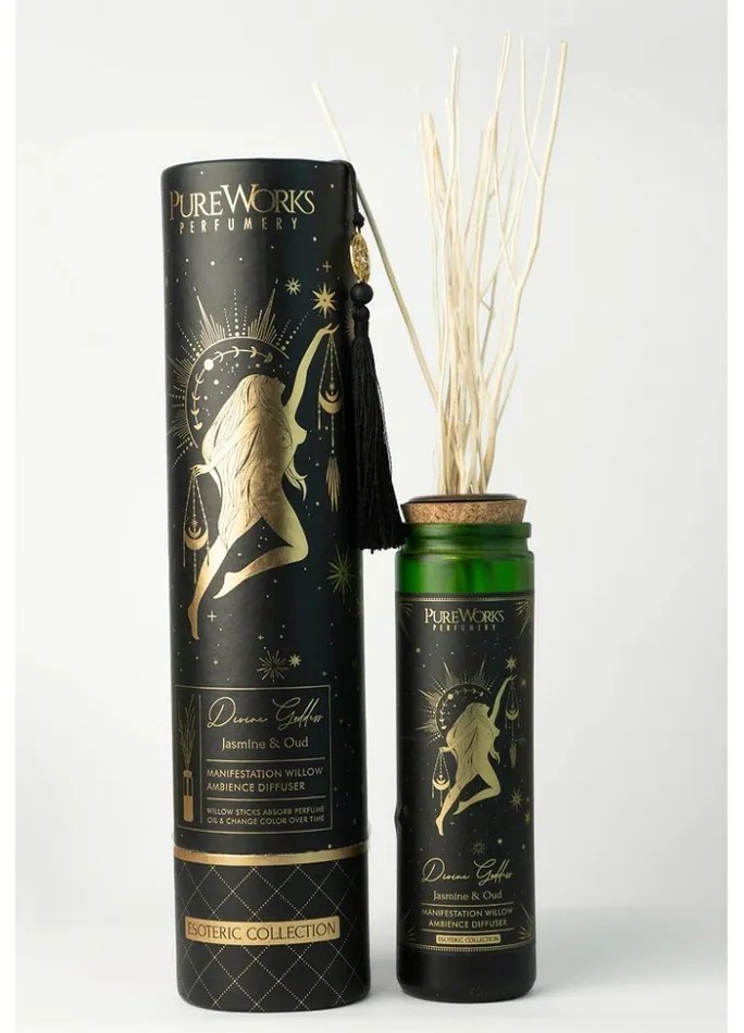 Difuzor organic Jasmine &amp; Oud 100 ml cu bețede salcie