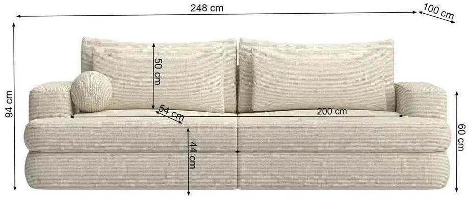 Canapea trei locuri Mello (roz + negru). 1100240
