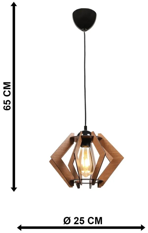 Plafonieră neagră/în culoare naturală cu abajur din lemn – Squid Lighting