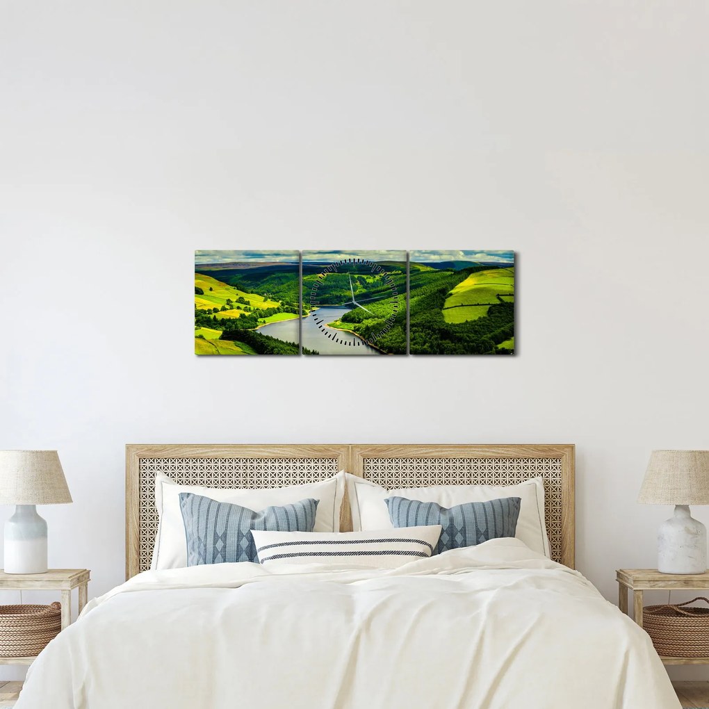 Tablou - Peisaj verde (cu ceas) (90x30 cm)