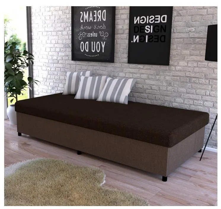 Pat tapițat cu spațiu de depozitare CORY 80x200 maro