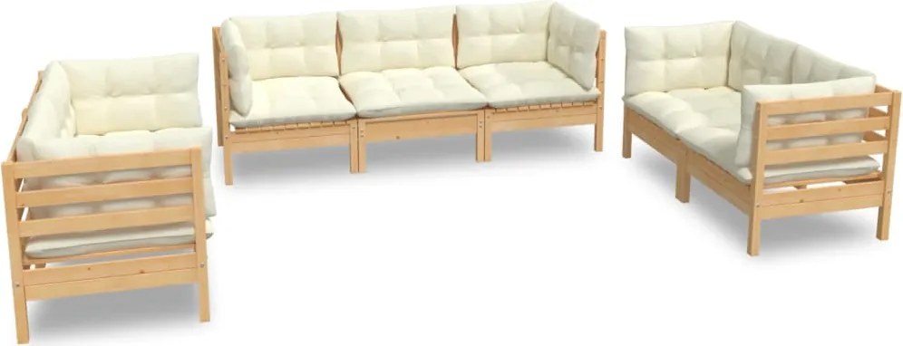 vidaXL Set mobilier grădină cu perne crem, 7 piese, lemn masiv de pin