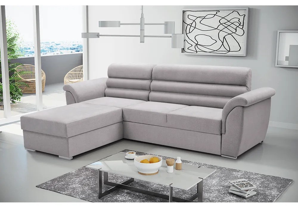 Set de canapea, ţesătură Queens gri deschis, stânga, FABO