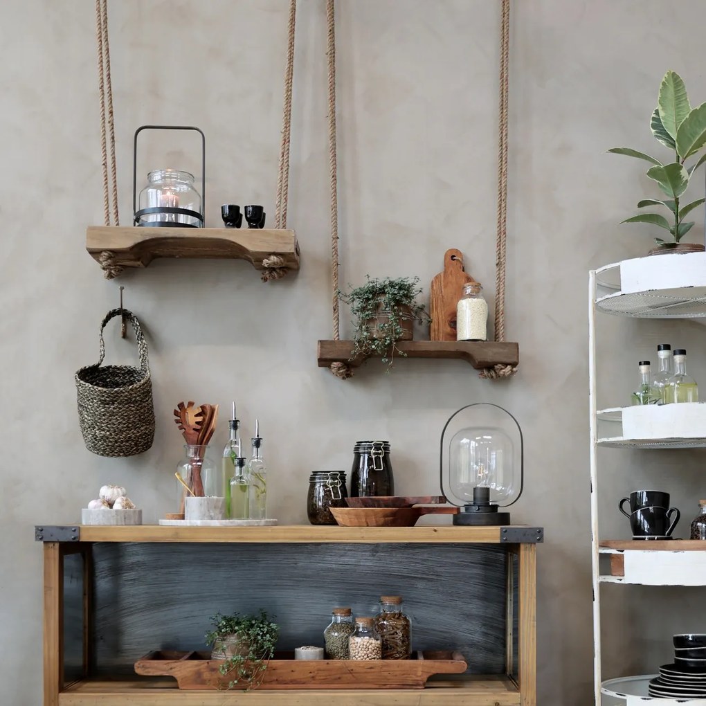 Raft din lemn, cu franghie de iuta, pentru decor, Tall Grimaud