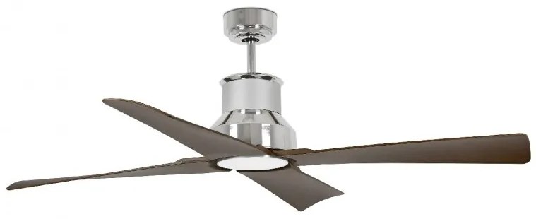 Lustra LED cu Ventilator si telecomanda design modern IP44 WINCHE crom/maro