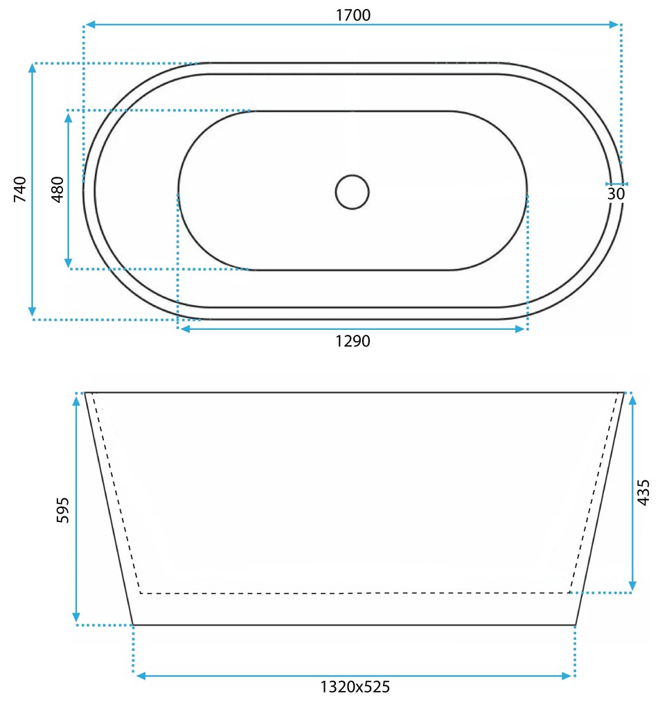 Cadă acrilică freestanding OFELIA 170