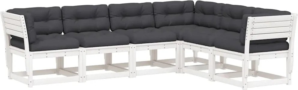 vidaXL Set canapele de grădină cu perne 6 piese alb lemn masiv de pin
