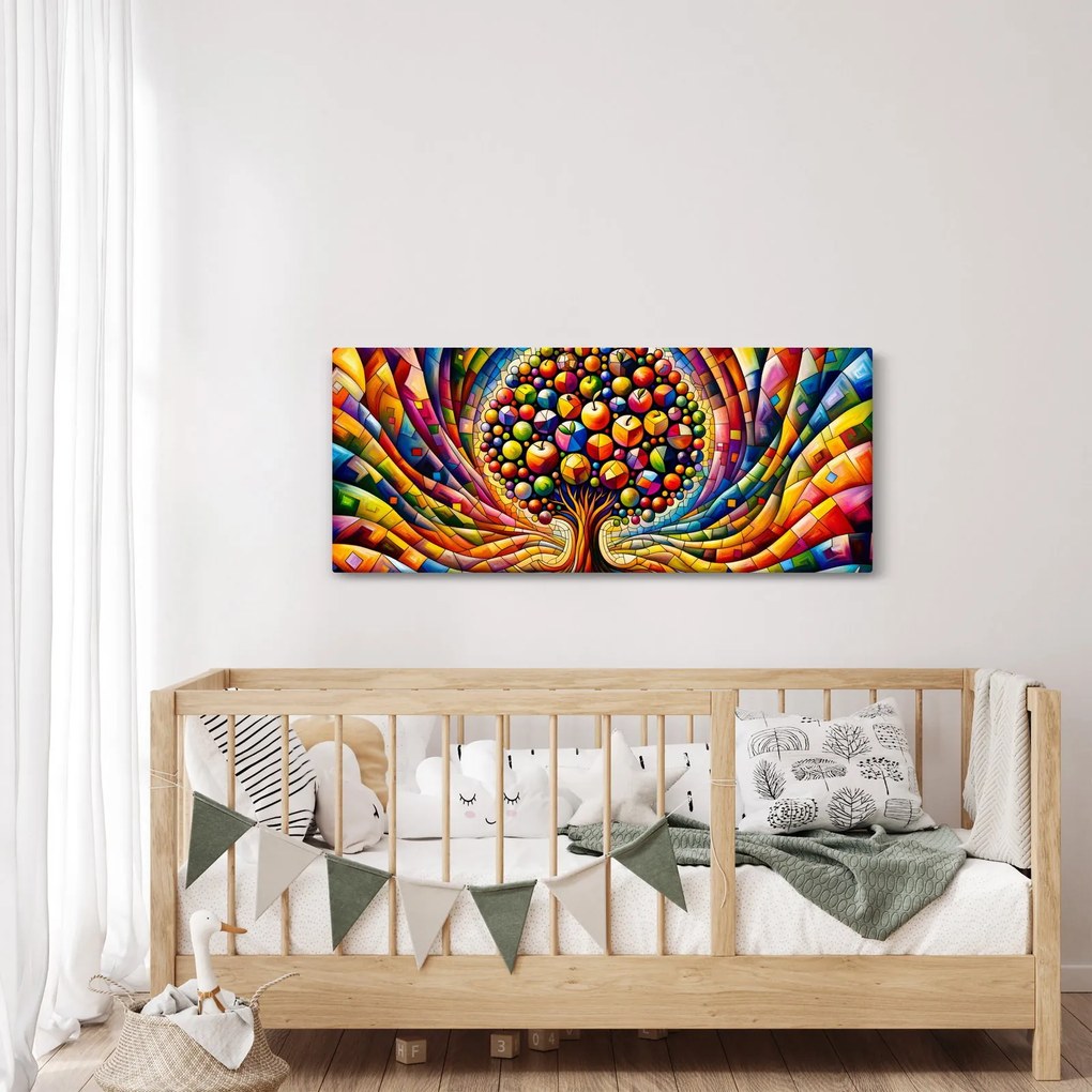 Tablou – Arbore colorat cu mere (120x50 cm)