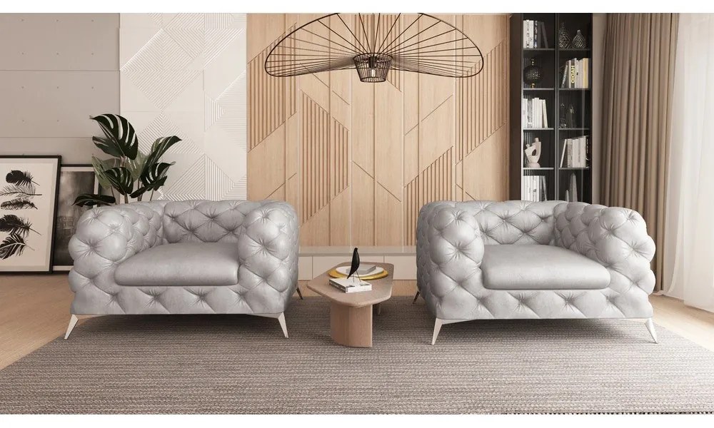 Fotoliu gri deschis cu tapițerie din catifea Chelsea – Ropez