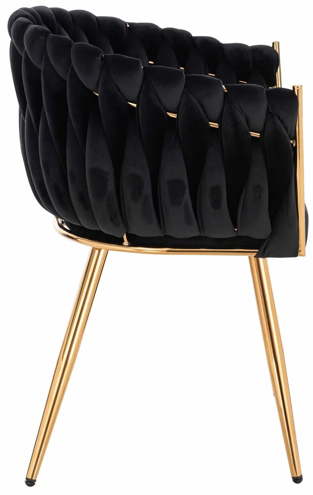 HR750 Scaun cu picioare Aurie Neagră din Catifea