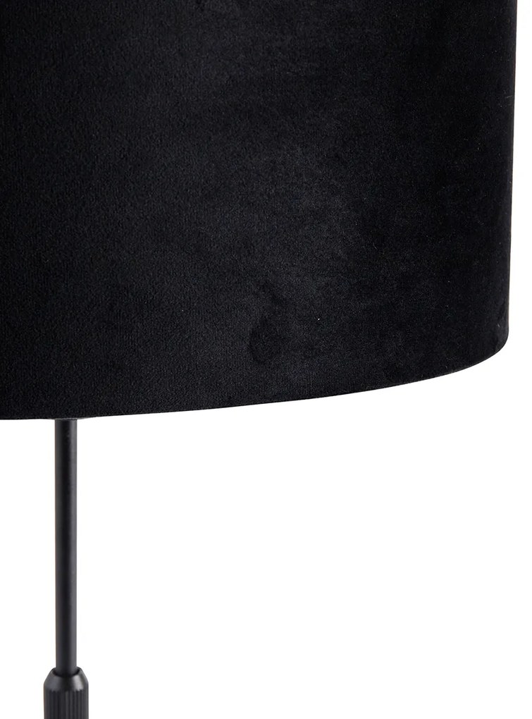 Lampă de masă neagră cu abajur oval din catifea neagră 35cm - Parte