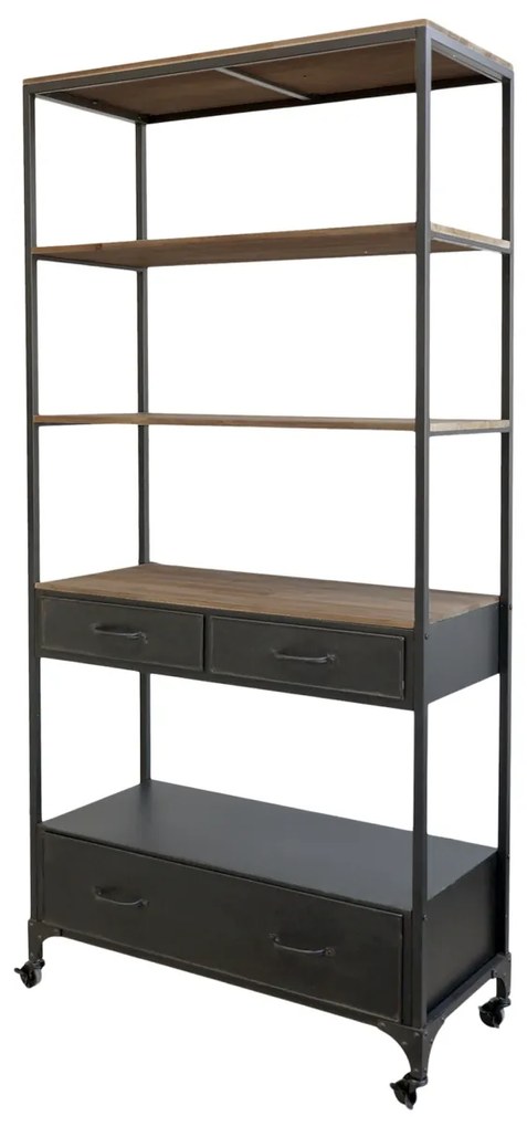 Etajera din metal si lemn, cu 4 sertare, stil industrial