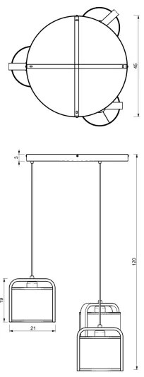 Lustră pe cablu JONKO 3xE27/60W/230V