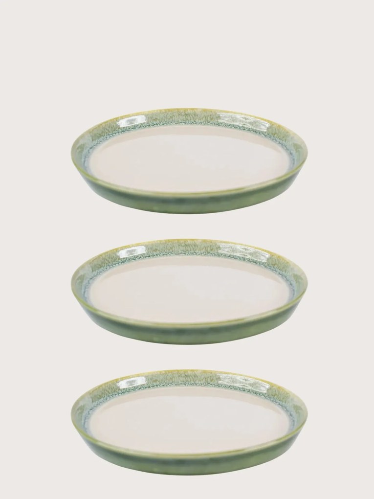 SET 108 Farfurii Desert, diamtrul 20cm, Infinity Green, Glazurare Manuala, Horeca Profesional)