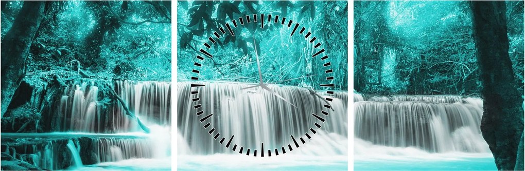 Tablou - Cascada albastră (cu ceas) (90x30 cm)