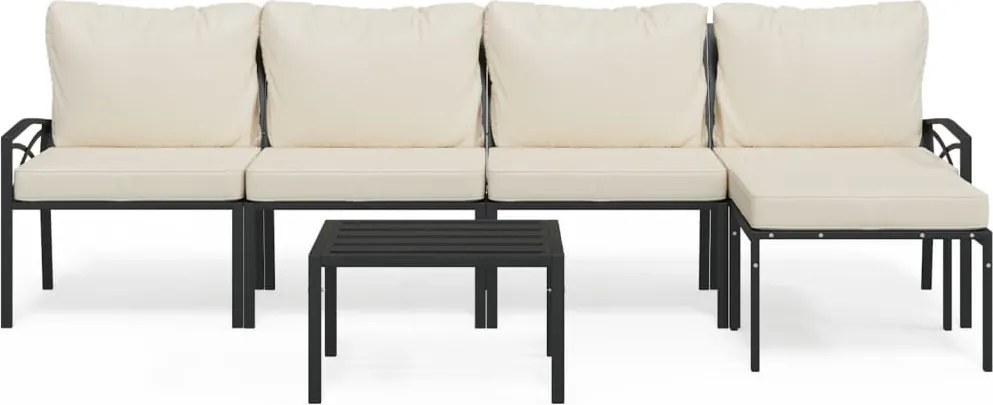 vidaXL Set mobilier de grădină cu perne nisipii, 6 piese, oțel