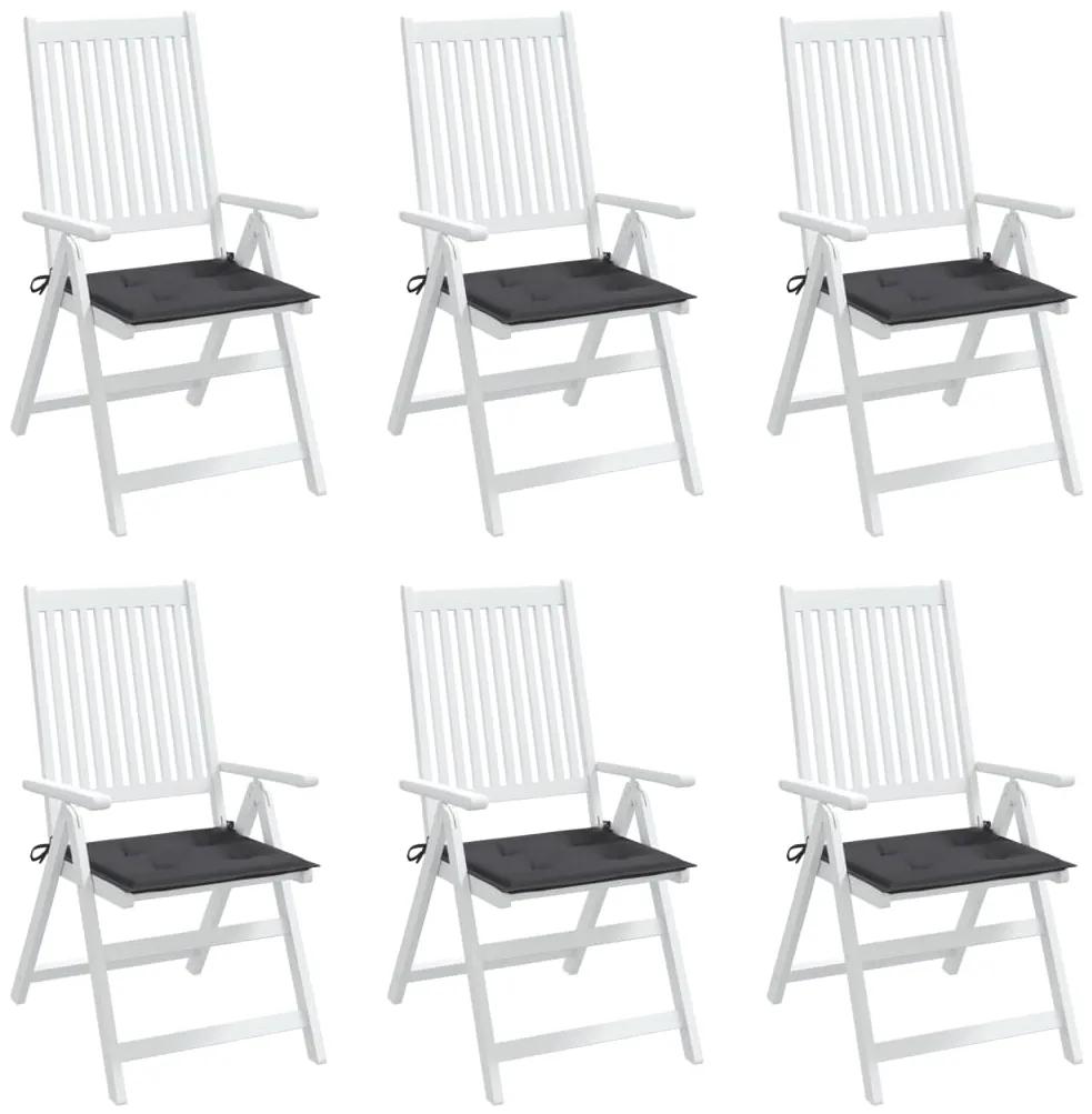 Perne scaun de gradina, 6 buc., antracit, 50x50x3 cm, textil 6, Antracit, 50 x 50 x 3 cm