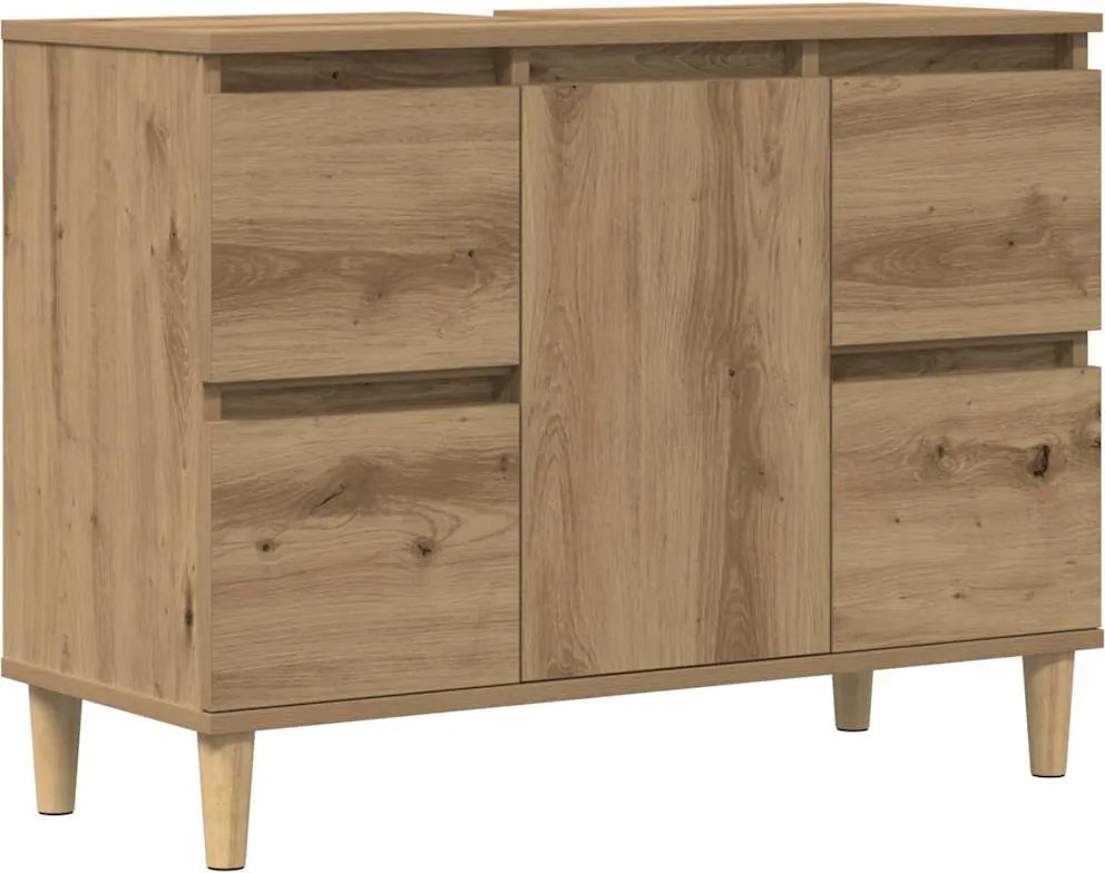 vidaXL Dulap de chiuvetă stejar artizanal, 80x33x60 cm, lemn prelucrat