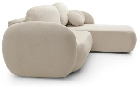 Canapea colțar extensibilă OLBIA, tip L, cu spațiu de depozitare, pe partea dreaptă, bej