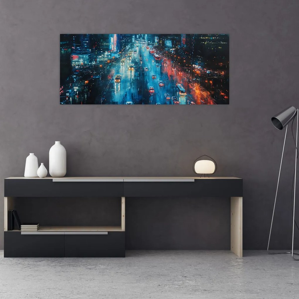 Tablou - Oraș mare, pictură în ulei (120x50 cm)