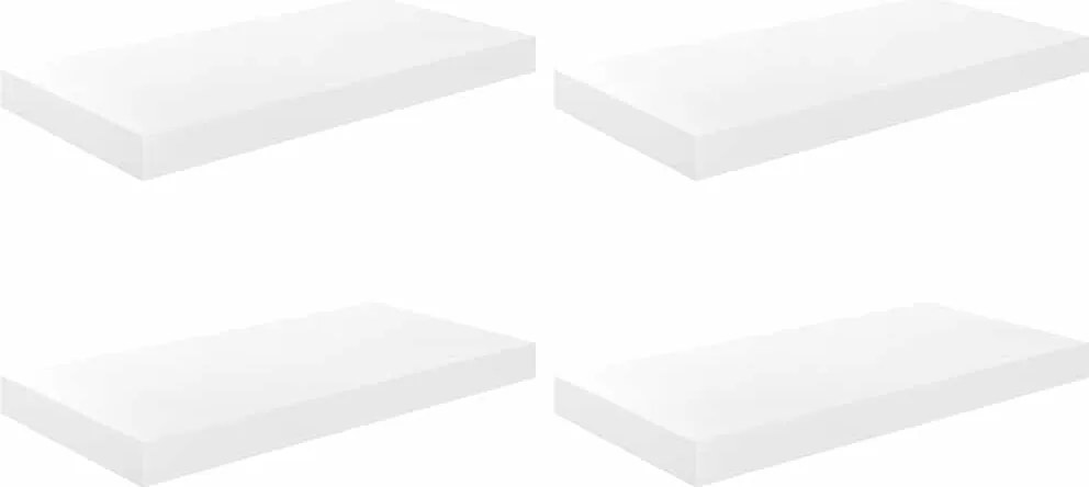 vidaXL Rafturi de perete, 4 buc., alb extralucios, 50x23x3,8 cm, MDF