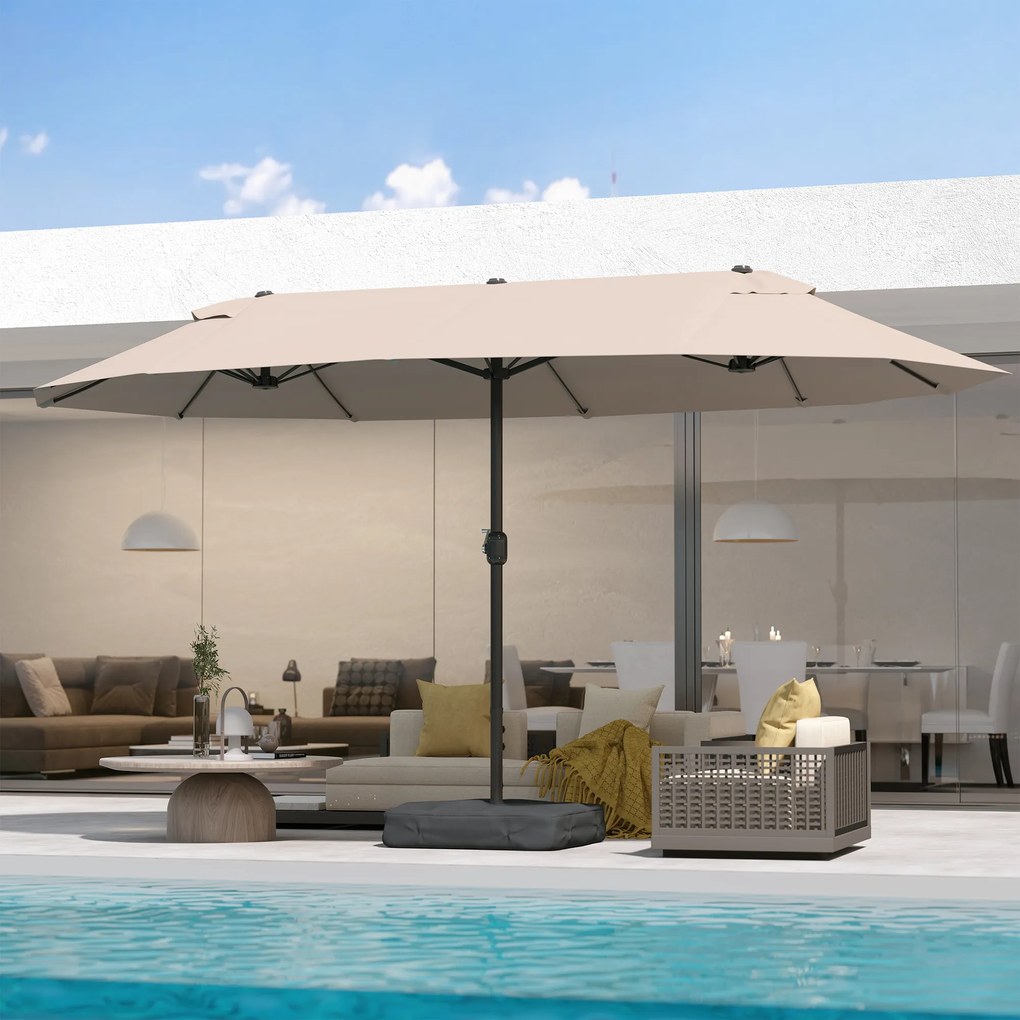 Outsunny Umbrele de Gradina Dubla 460x270cm cu Manivela si Baza Transversala | Aosom Romania