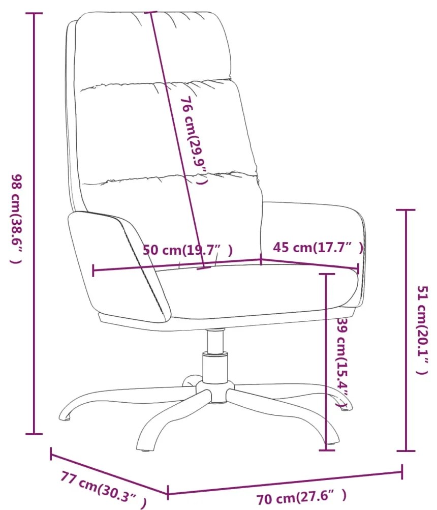 Scaun de relaxare cu taburet, gri, piele ecologica Gri