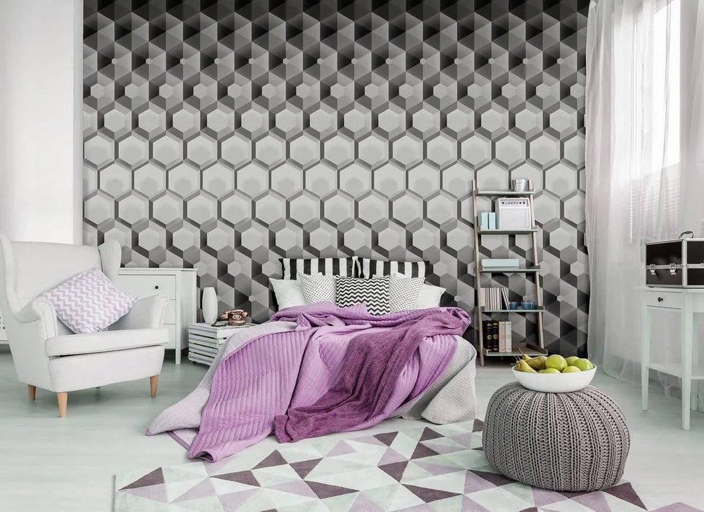 Fototapet - 3D hexagon (152,5x104 cm)