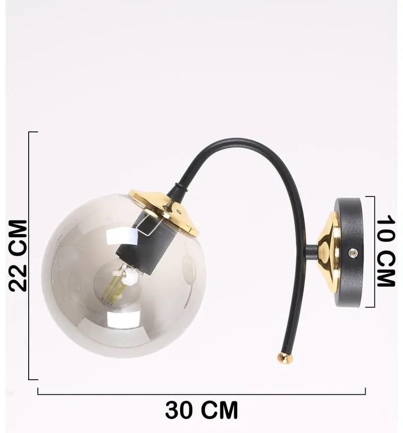 Aplică de perete negru-gri ø 15 cm Yoyo – Squid Lighting