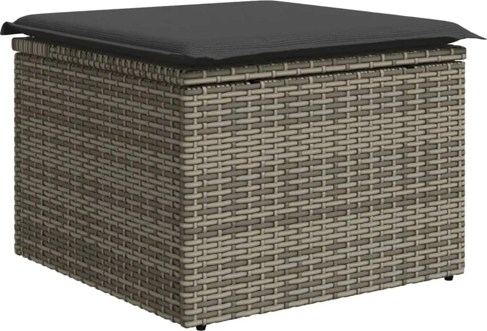 vidaXL Taburet de grădină cu pernă, gri, 55x55x37 cm, poliratan