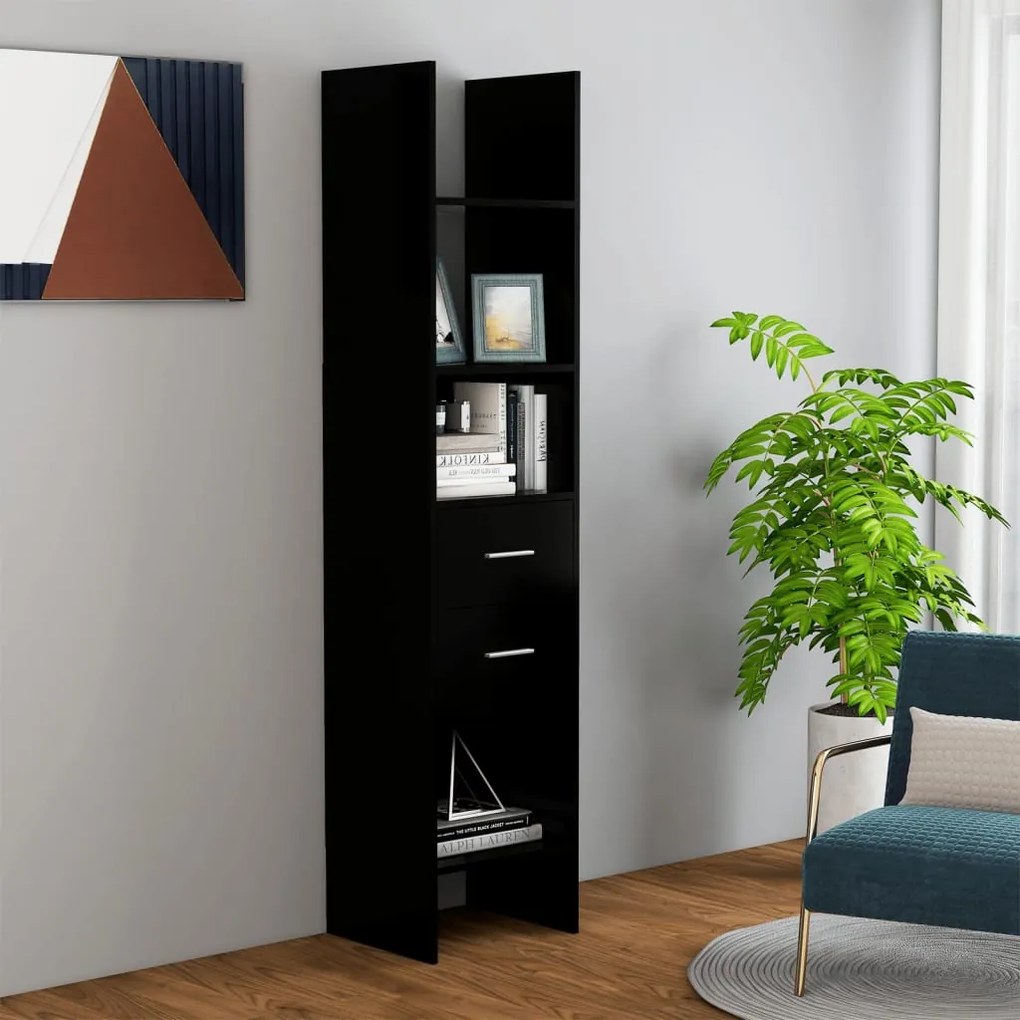 803417 vidaXL Bibliotecă, negru, 40x35x180 cm, lemn prelucrat