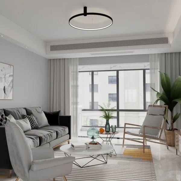 Plafonieră LED RING S, 34W/230V, 3000/4000/6000K, Ø 60 cm, neagră