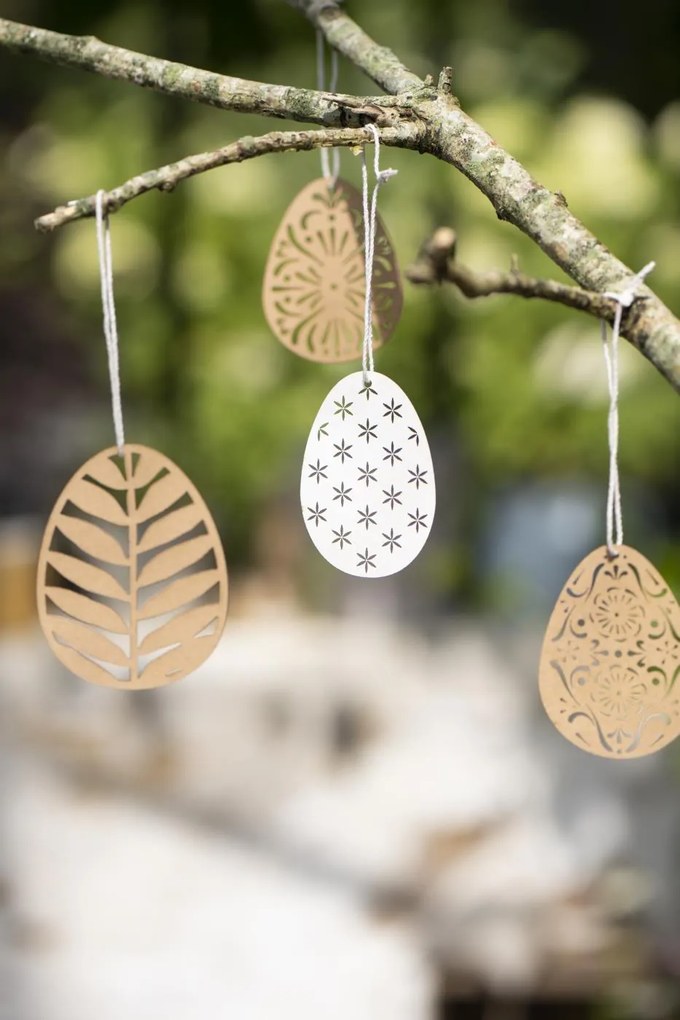 Oua de Paste din hartie cu model, bej - mai multe modele