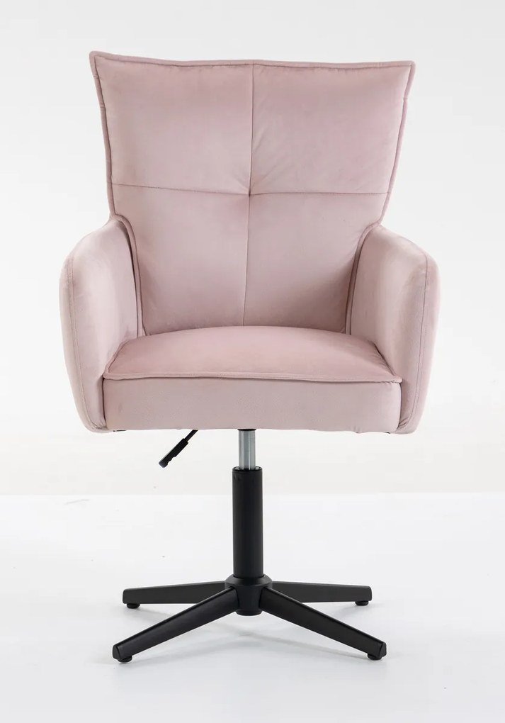 HR250CROSS Scaun Catifea Roz Pudra Bază Neagră