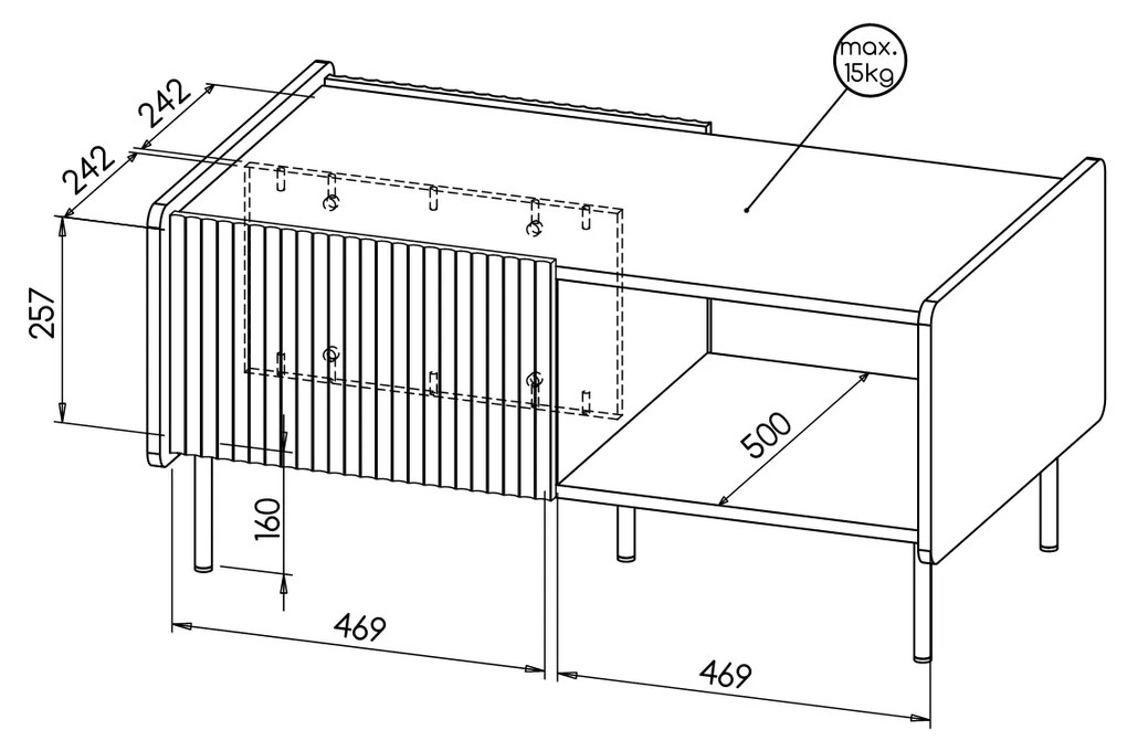 Masă de cafea Phelan P11 (Nuc warmia + Negru). 1062541