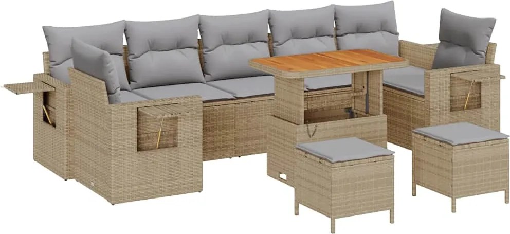 vidaXL Set de canapele pentru grădină 10 pcs Beige și gri deschis