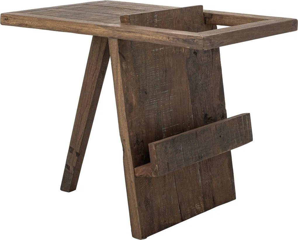 Măsuță laterală rustică din lemn reciclat maro cu spațiu pentru reviste 60x40x48 cm „Villum"