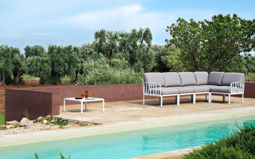 Fotoliu de Exterior cu o Cotiera Nardi - Komodo Elemento Terminale DX/SX - Bianco adriatic Sunbrella®