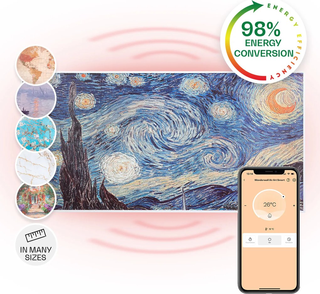 Klarstein Wonderwall Air Art Smart, încălzitor cu infraroșu, 120 x 60 cm, 700 W, aplicație, stele