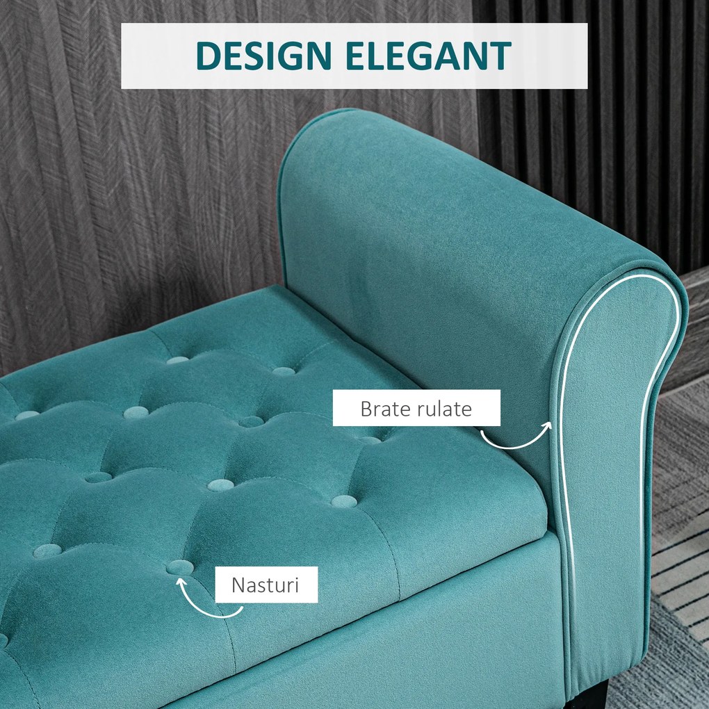 HOMCOM Bancă de Depozitare din Țesătură tip Catifea cu Spațiu Ascuns, Bej | Aosom Romania