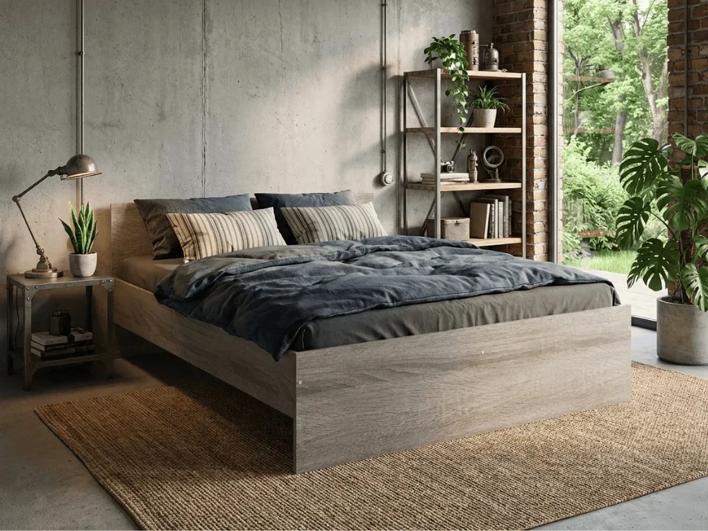 Pat ELISA 120 x 200 cm, stejar trufa Saltele: Cu saltele Coco Maxi 20 cm, Somiera pat: Fara somiera