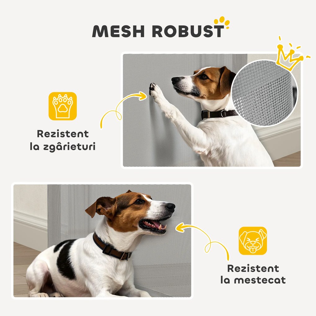 PawHut Poartă Extensibilă pentru Câini până la 115 cm, Alb și Gri | Aosom Romania