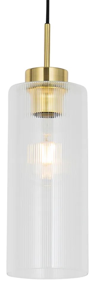 Suspensie Art Deco aurie cu sticla - Laura