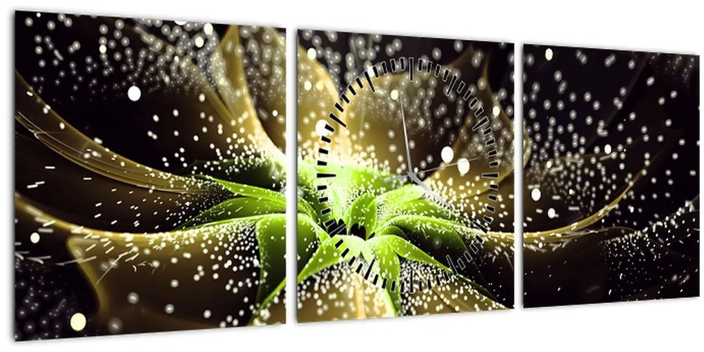 Tablou - Detaliu florii (cu ceas) (90x30 cm)