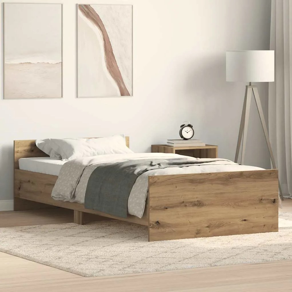 vidaXL Cadru de pat fără saltea Stejar Artisan 75x190cm Lemn prelucrat