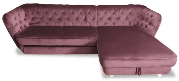 Coltar Extensibil Cu Lada Depozitare Retro, Dreapta, Mov, 302 X 188 Cm
