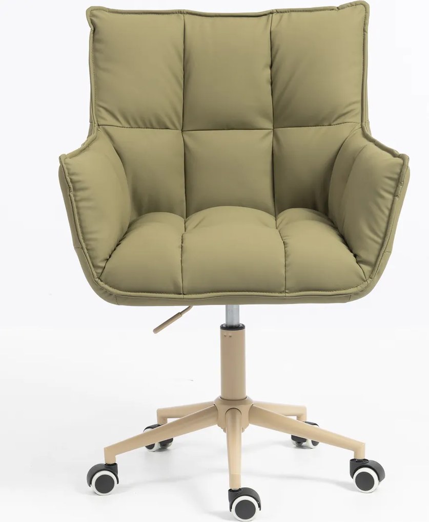 HR560K Scaun Khaki Piele Ecologica Premium Soft cu Bază Crem