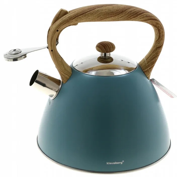 Ceainic cu fluier Klausberg KB 7263, 22 cm, 3 L, Inductie, Otel, Albastru