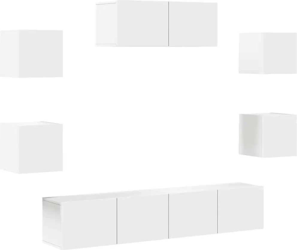 vidaXL Set dulap TV, 7 piese, alb, lemn prelucrat