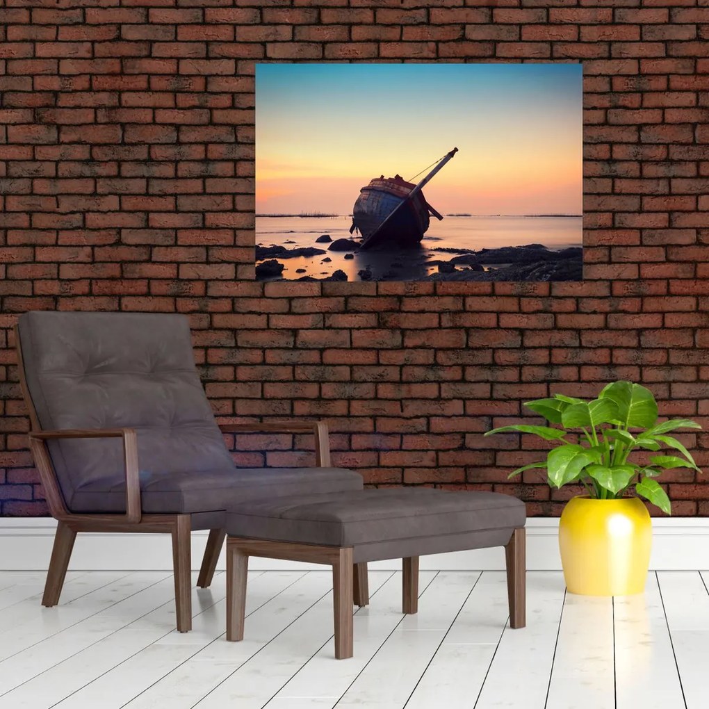 Tablou - Nava naufragiată (90x60 cm)